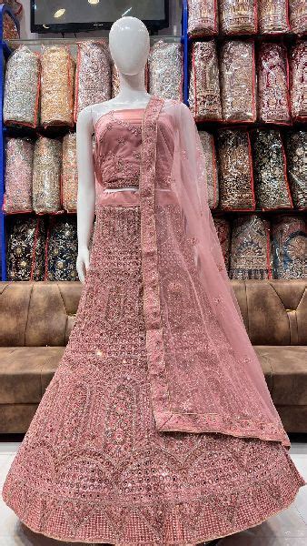 Net Embroidered Bridal Lehenga Size S Xl Xxl Feature Anti