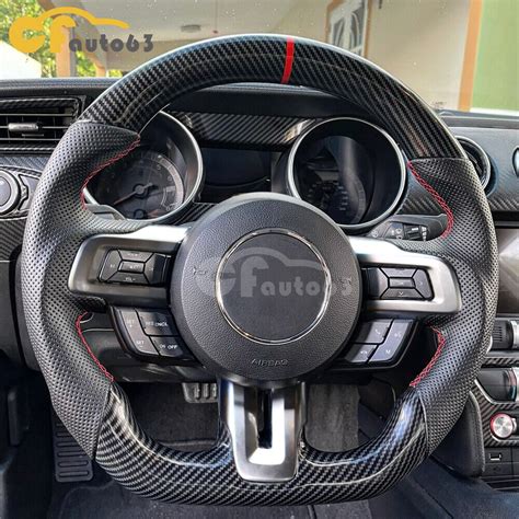 Hydro Dip Carbon Fiber Steering Wheel Fit For Ford Mustang Gt