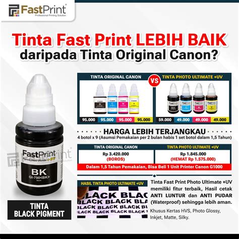 Jual Tinta Printer Canon GI 790 Pigment Ultimate Plus UV G2000 Black