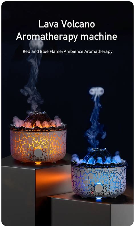 New Upgrade Lava Volcano Eruption Effect Aroma Diffuser 560ml Blue Red