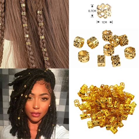 100 20 10Pcs Gold Silver Beads Adjustable Hair Braids Beads Adjustable