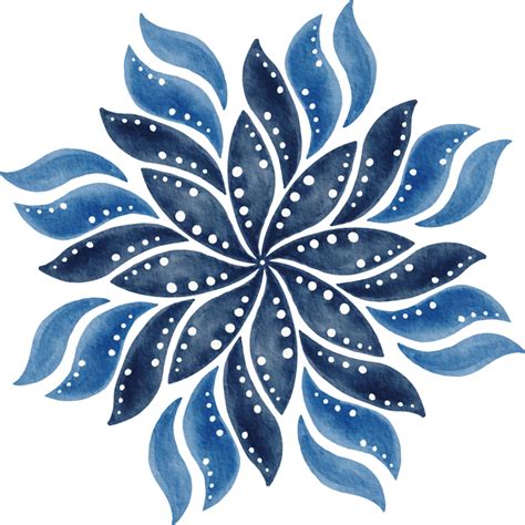 Free Mandala Azul Acuarela Pintada Png With Transparent Background