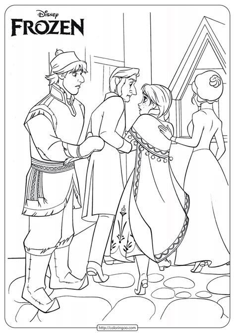 Disney Frozen Anna Kristoff Coloring Page