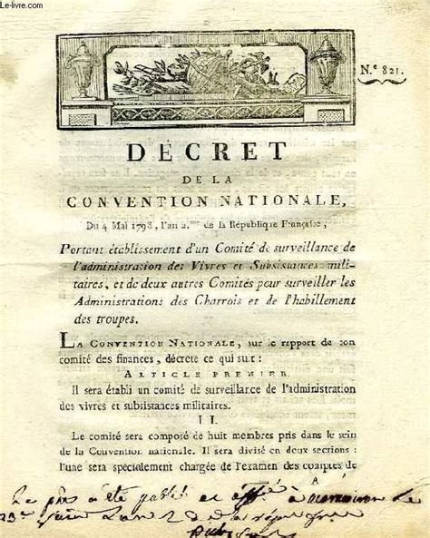 Decret De La Convention Nationale N Portant Etablissement D Un