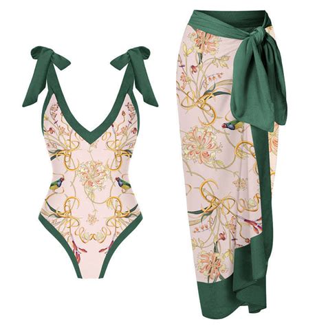 One Piece al por mayor trajes de baño Trajes de Baño Lace up falda larga Chiffon Bikini para la