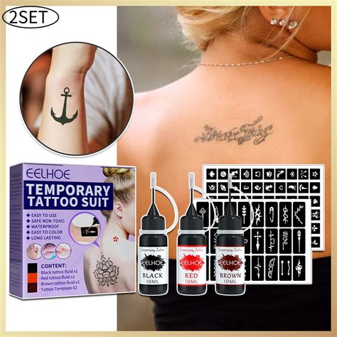 Tissouoy Temporary Tattoo Kit Semi Permanent Body Painting Ink Fake