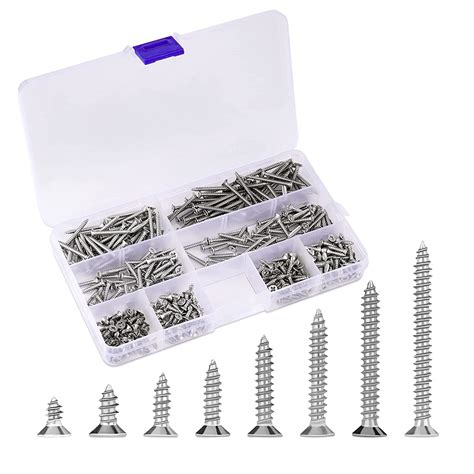 SAVITA 400pcs Stainless Steel Screws Set Assorted M3 Wood Screws Steel