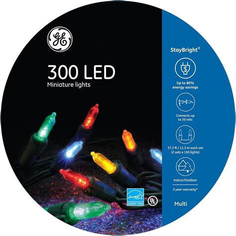 GE StayBright Long Indoor 300 Count 74 5 Ft Multicolor LED Plug In