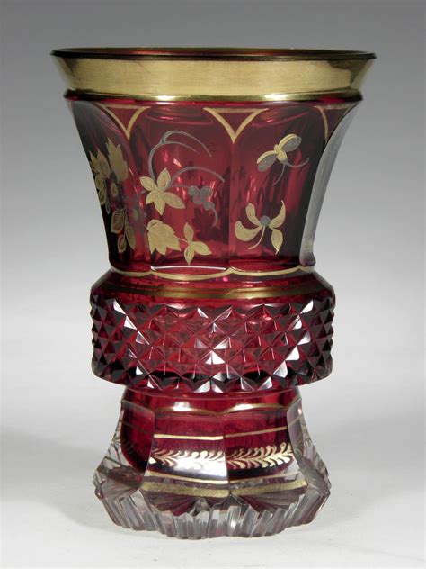 Bohemian Ruby Glass Goblet Gold Paint Chinoiserie Motive 19th 20th Century At 1stdibs Ruby