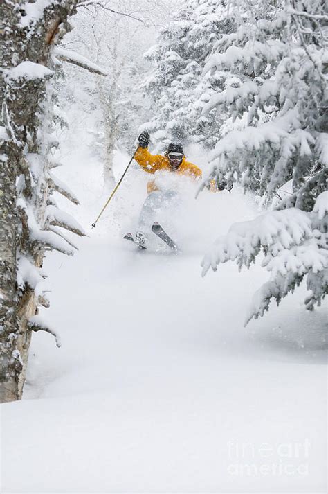 Expert skier skiing deep powder snow. Photograph by Don Landwehrle - Fine Art America