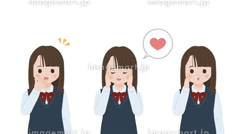 学生 女子生徒 美少女 恥ずかしい 照れる ポーズ 上半身 イラスト素材 153857969 イメージマート