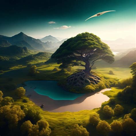 Premium AI Image | 3d illustration of landscape nature background at ...