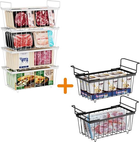 Amazon ISPECLE 6 Pack Freezer Organizer Bins 4 Pack Stackable