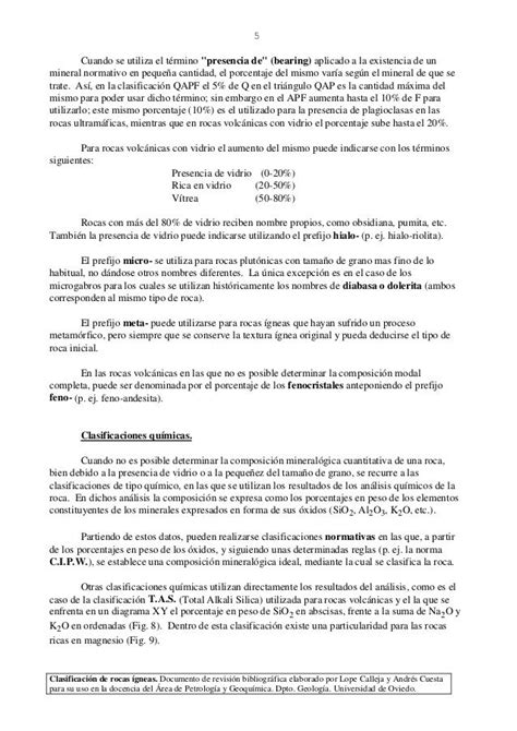 Clasificaci N De Rocas Gneas Documento De Revisi N Bibliogr Fica