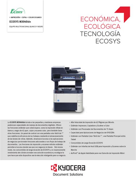 ECOSYS M3040idn | PDF | Impresora (Computación) | Escáner de imagen