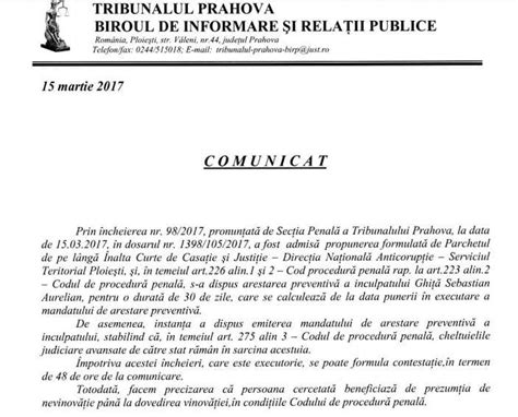 Tribunalul Prahova A Emis Mandat De Arestare în Lipsă Pe Numele Lui