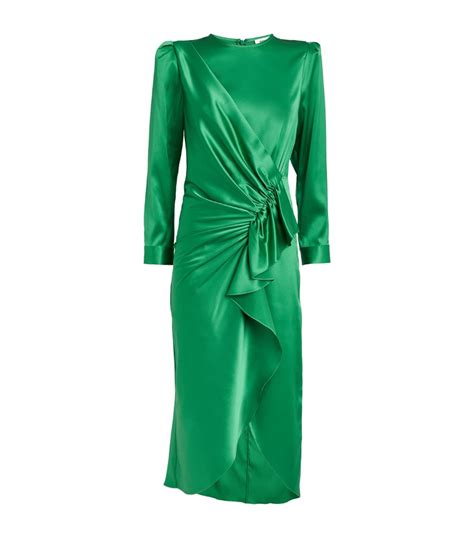 Womens Sandro Green Ruched Midi Dress Harrods Uk