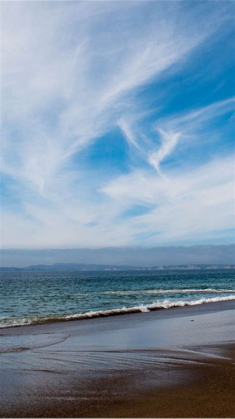 Ocean Waves Beach Sand Under White Clouds Blue Sky K Hd Nature