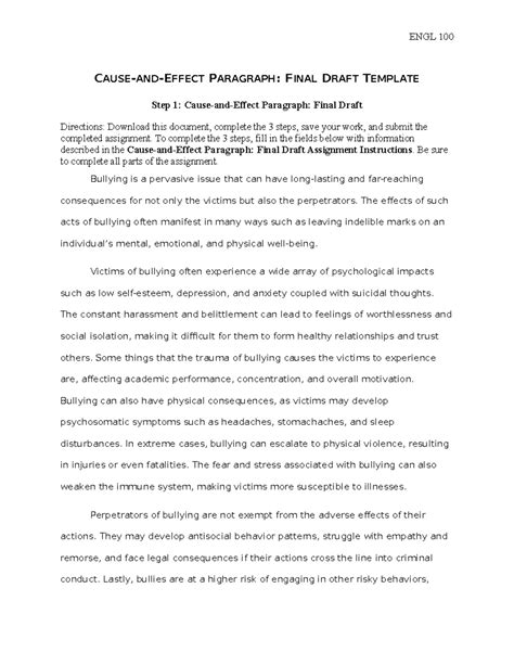 Cause-and-Effect Paragraph Final Draft Template - CAUSE-AND-EFFECT