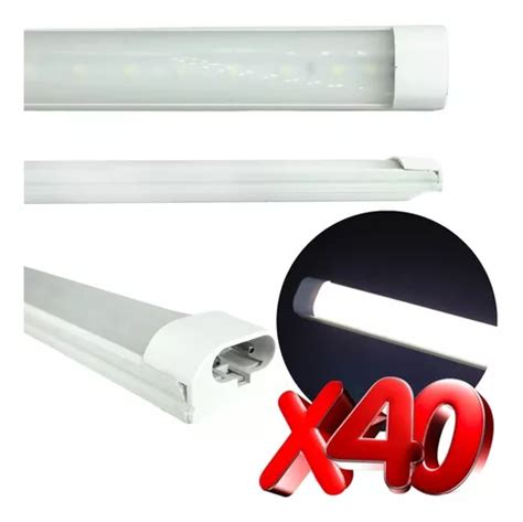 40 Pz Regleta Tubo Led Con Base Integrada Blanca 18w Paquete