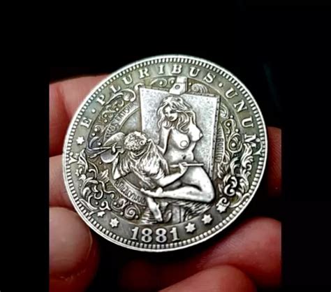 NAKED ARTIST HOBO Coin Painter Nude Woman Realism Nickel Hand Made