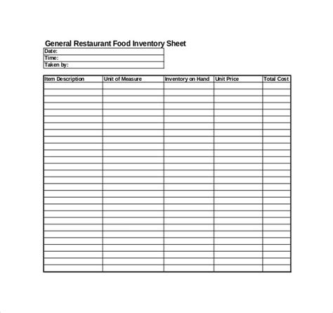 Restaurant Inventory Template - 27+ Free word, Excel Documents Download