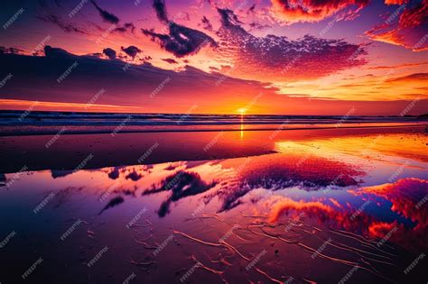 Premium Ai Image Stunning View Of The Sunset Reflected In The Water