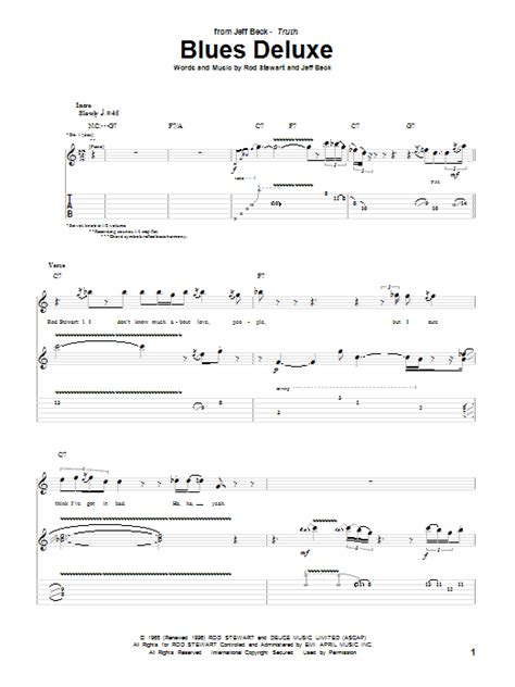 Blues Deluxe By Jeff Beck Guitar Tab Guitar Instructor