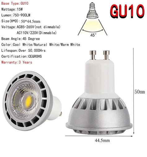Most Powerful Gu10 Led Spot Light Dimmable Cob Spotlight Ac110v 220v ... 