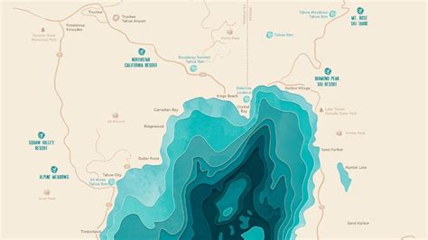 Lake Tahoe Topographic Map Poster Art Print Travel Etsy