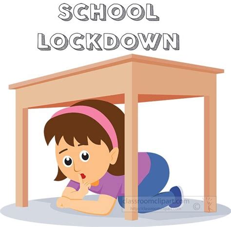 Girl Hiding Under The Table School Lockdown Clipart Classroom Clip Art