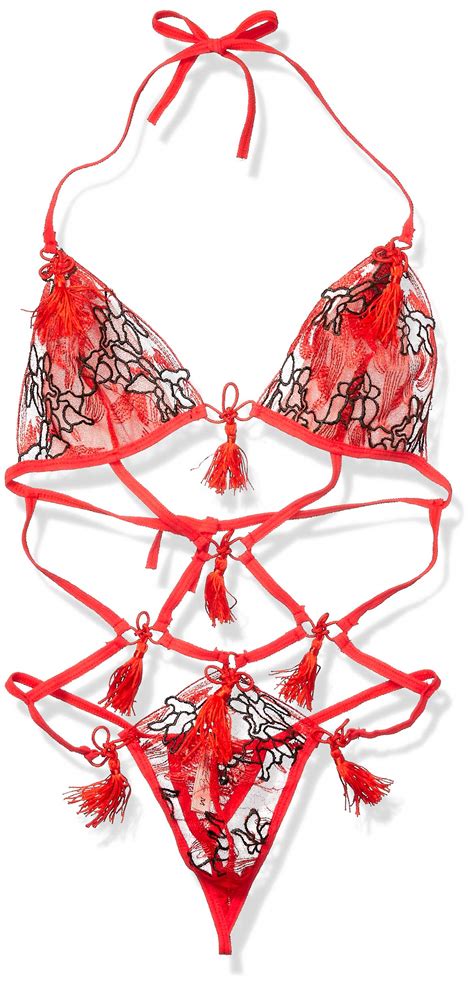 Buy Kurop Womens String Rope Sexy Lingerie Red Bikini Asian Style