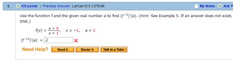 Solved 5 0 0 Points Previous Answers LarCalc 10 5 3 070 M Chegg