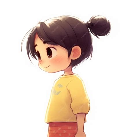 Premium Photo | Cartoon girl with ponytail hair standing in front of a ...