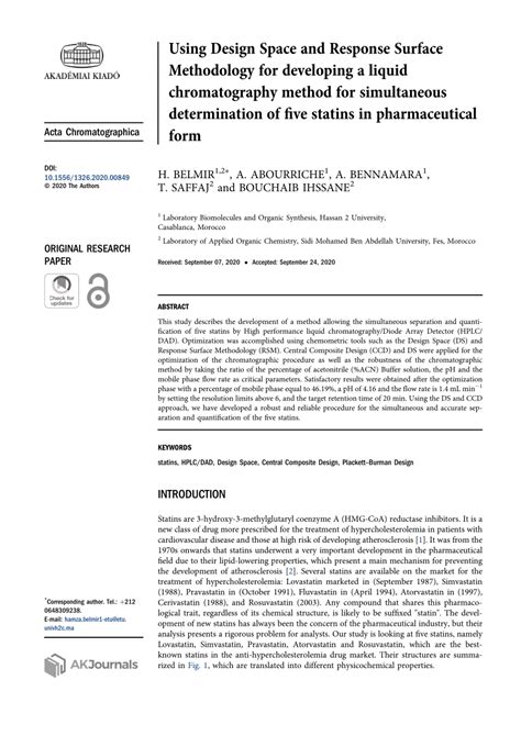 PDF Using Design Space And Response Surface Methodology For