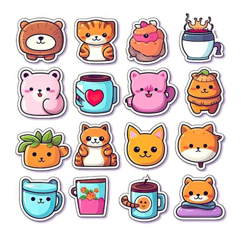 Premium Photo | Cute emoji stickers over white background