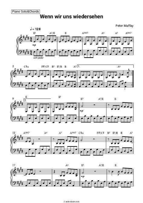 Wenn Wir Uns Wiedersehen Piano Sheet Music And Chords Peter Maffay In