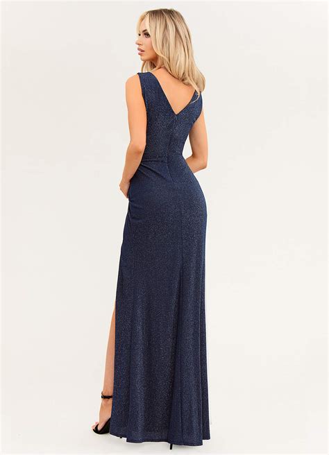 Navy Blue Dreaming About You Navy Blue Sparkly Maxi Dress Azazie