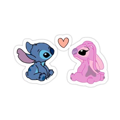 Cute Stitch And Angel Sticker By Sabrina Y