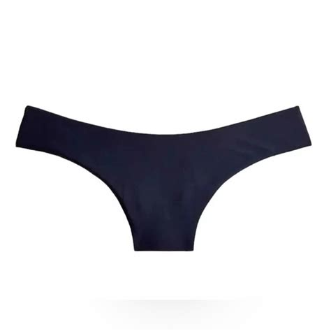 J Crew Swim J Crew Solid Navy Curvedwaist Cheeky Bikini Bottom Womens Sz Medium Bc25 Nwt
