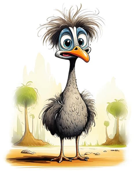 Premium Photo | Cartoon illustration bird big head eyes hair natural disheveled safari ...