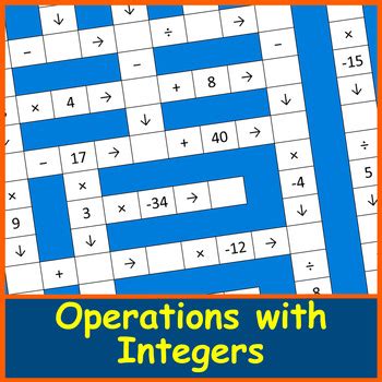 Adding Subtracting Multiplying And Dividing Integers Crossword Puzzle