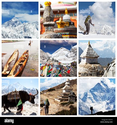 Nepal Travel Collage Stock Photo Alamy