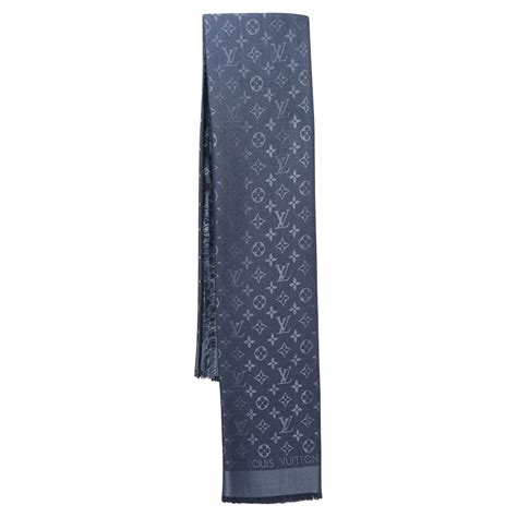 Louis Vuitton Carbone Silk And Wool Classique Monogram Shawl For Sale