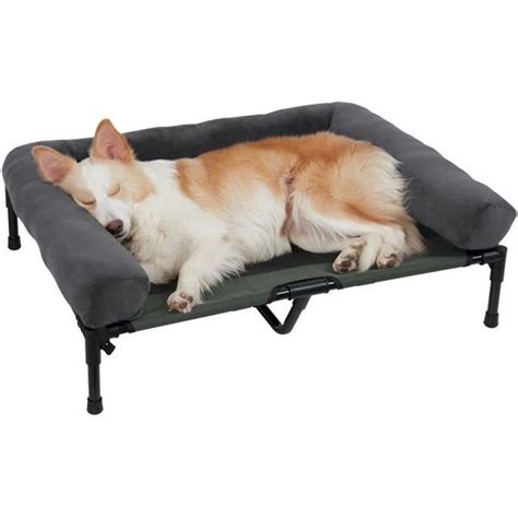 Lit De Camp Pour Chien Bingopaw Tissu Oxford Rebords Gris