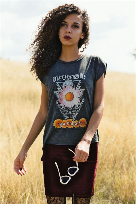 Rock N Roll Womens Graphic Tee Heavenly Garden Graphic Tees Women