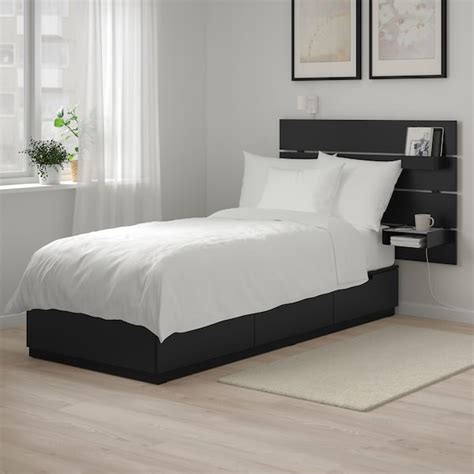 Nordli Bed Frame W Storage And Headboard Anthracite Ikea