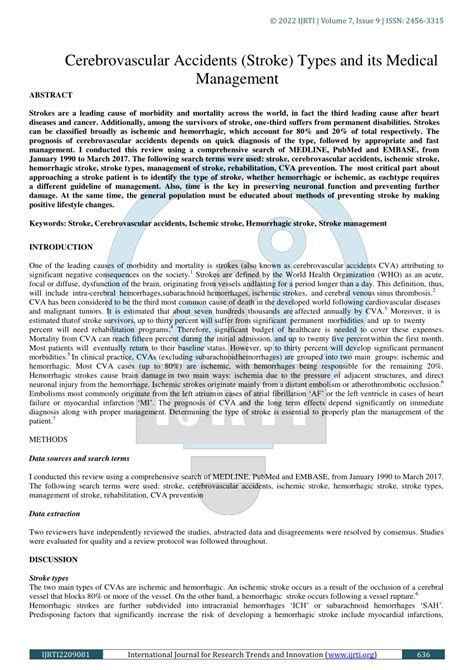 Pdf Cerebrovascular Accidents Stroke Types And Its Medical Management