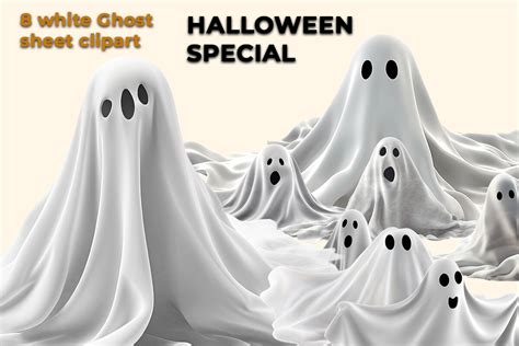 Halloween White Ghost Sheet Clipart Graphic by Gfxnazim · Creative Fabrica