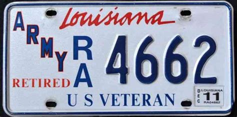 Louisiana U S Veteran Army La Military Graphic License